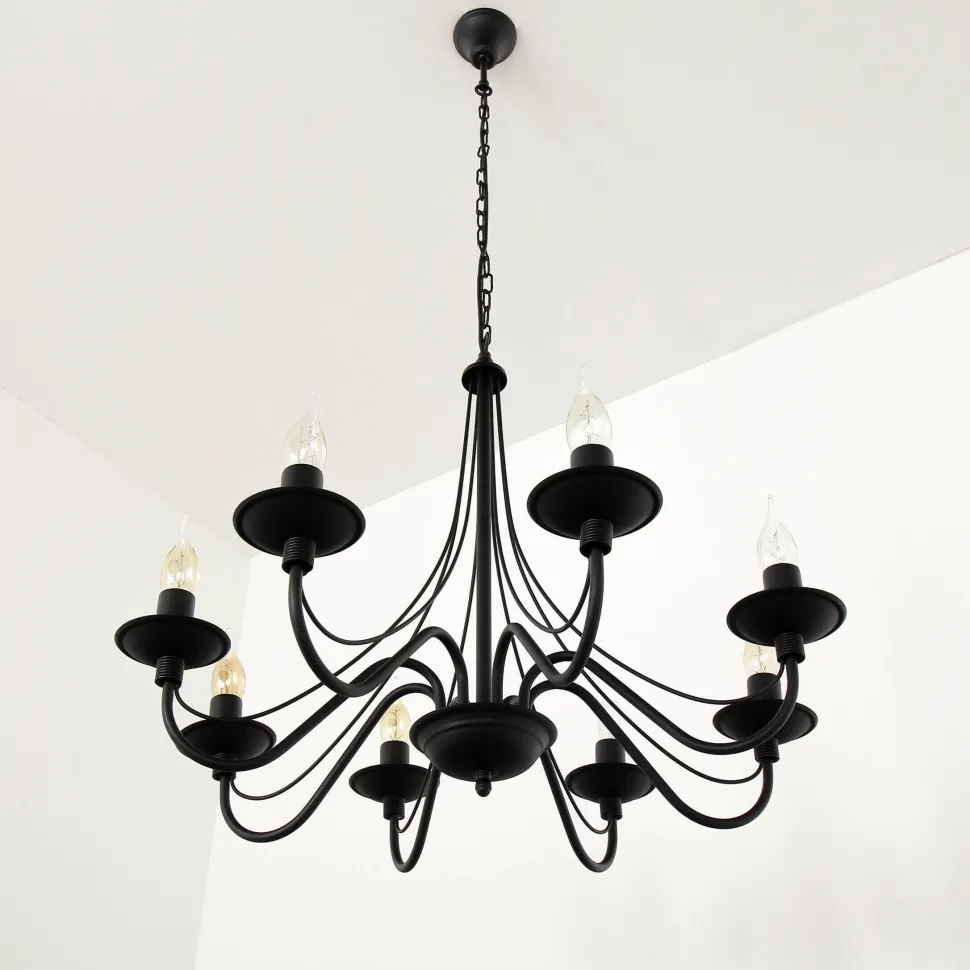 Kronleuchter Metall Schwarz Rustikal E14 Esszimmer