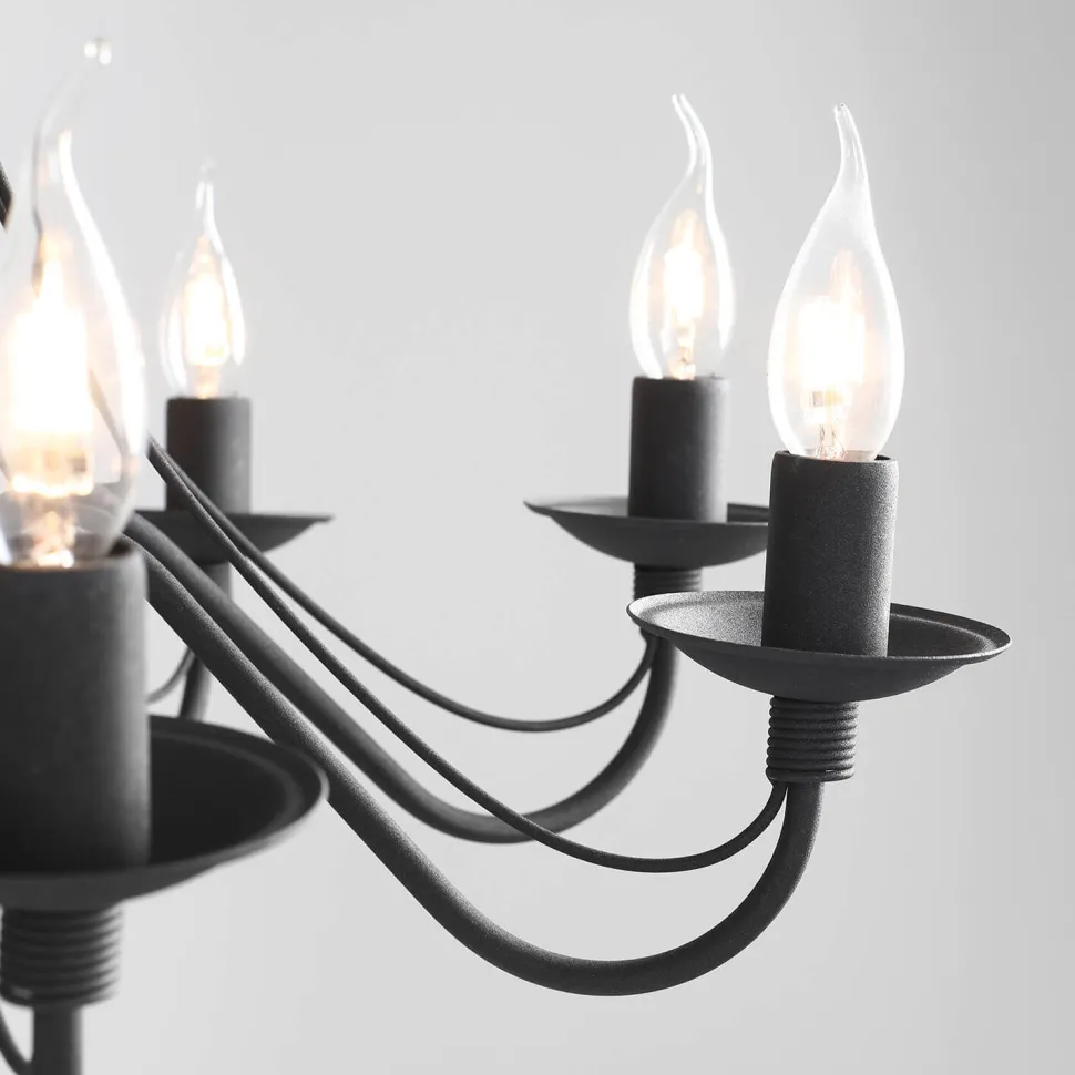 Kronleuchter Metall Schwarz Rustikal E14 Esszimmer