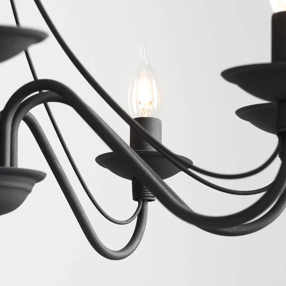 Kronleuchter Metall Schwarz Rustikal E14 Esszimmer