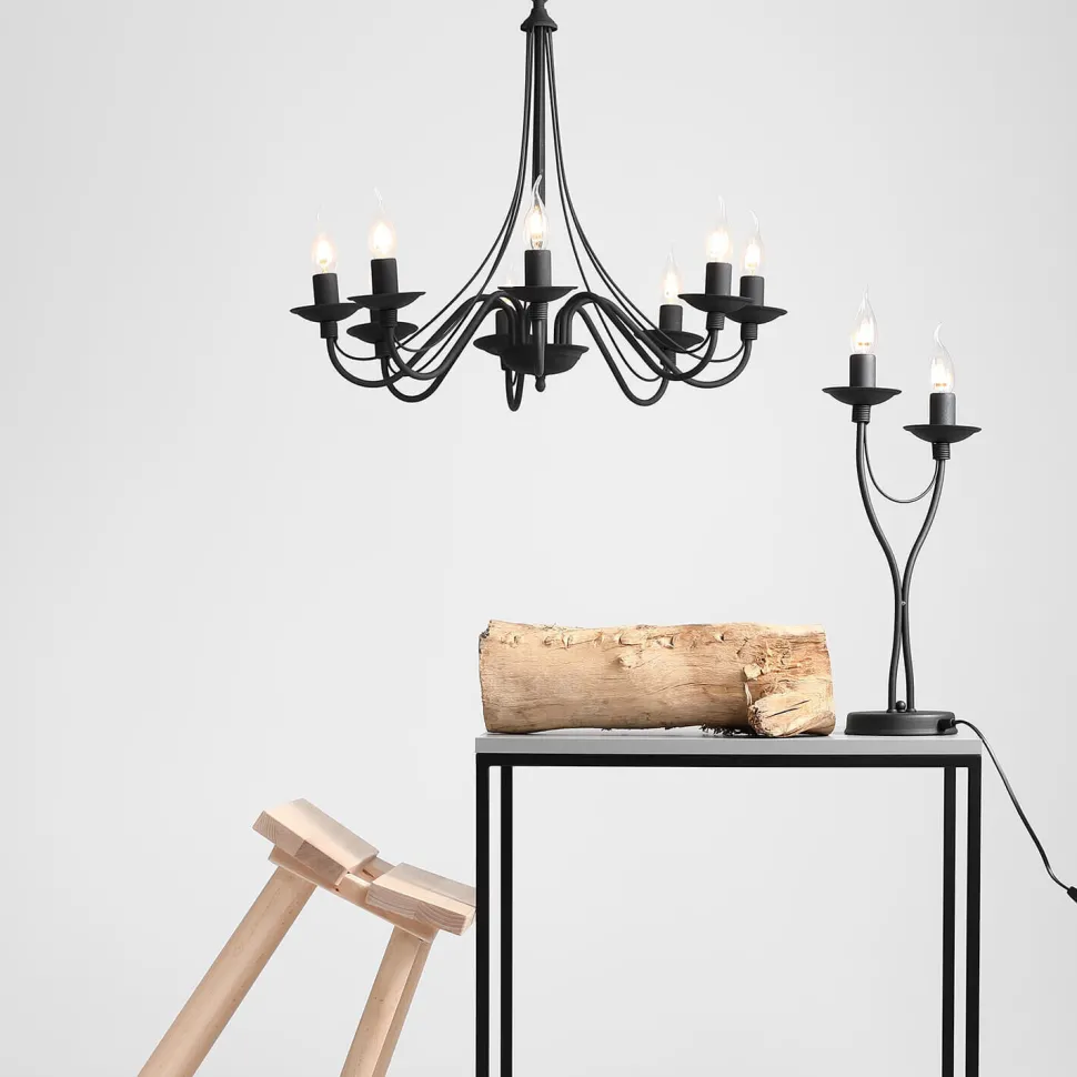 Kronleuchter Metall Schwarz Rustikal E14 Esszimmer