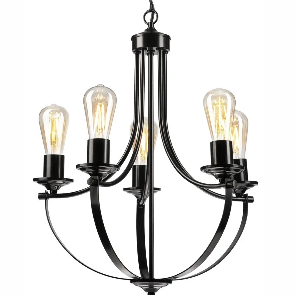 Kronleuchter Metall Schwarz Ø 45 cm 3-flammig E27 Rustikal