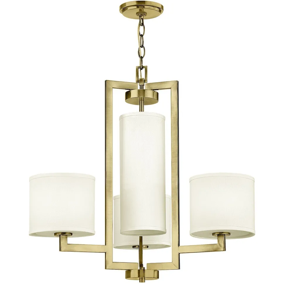 Kronleuchter Metall Stoff 62,9 cm breit 4x E27 mit Schirm