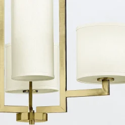 Kronleuchter Metall Stoff 62,9 cm breit 4x E27 mit Schirm