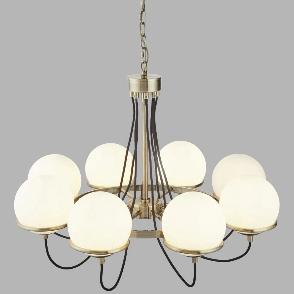 Kronleuchter mit Schirm Ø 75 cm Kugel rund in Messing antik