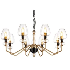 Kronleuchter mit Schirm 8-armig in Messing Schwarz Ø91cm