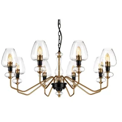 Kronleuchter mit Schirm 8-armig in Messing Schwarz Ø91cm