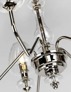 Kronleuchter mit Schirm 3-armig in Nickel Metall Glas