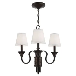 Kronleuchter mit Schirm in Bronze antik Weiß MINORU