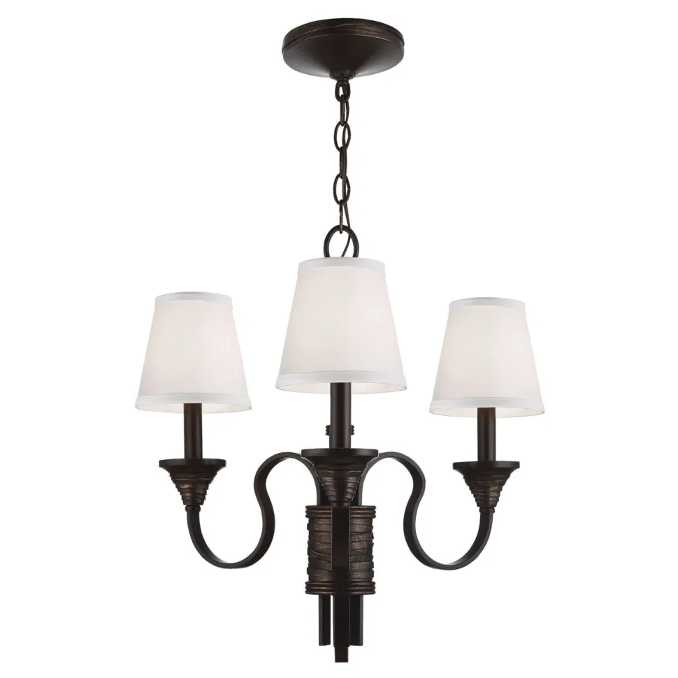 Kronleuchter mit Schirm in Bronze antik Weiß MINORU