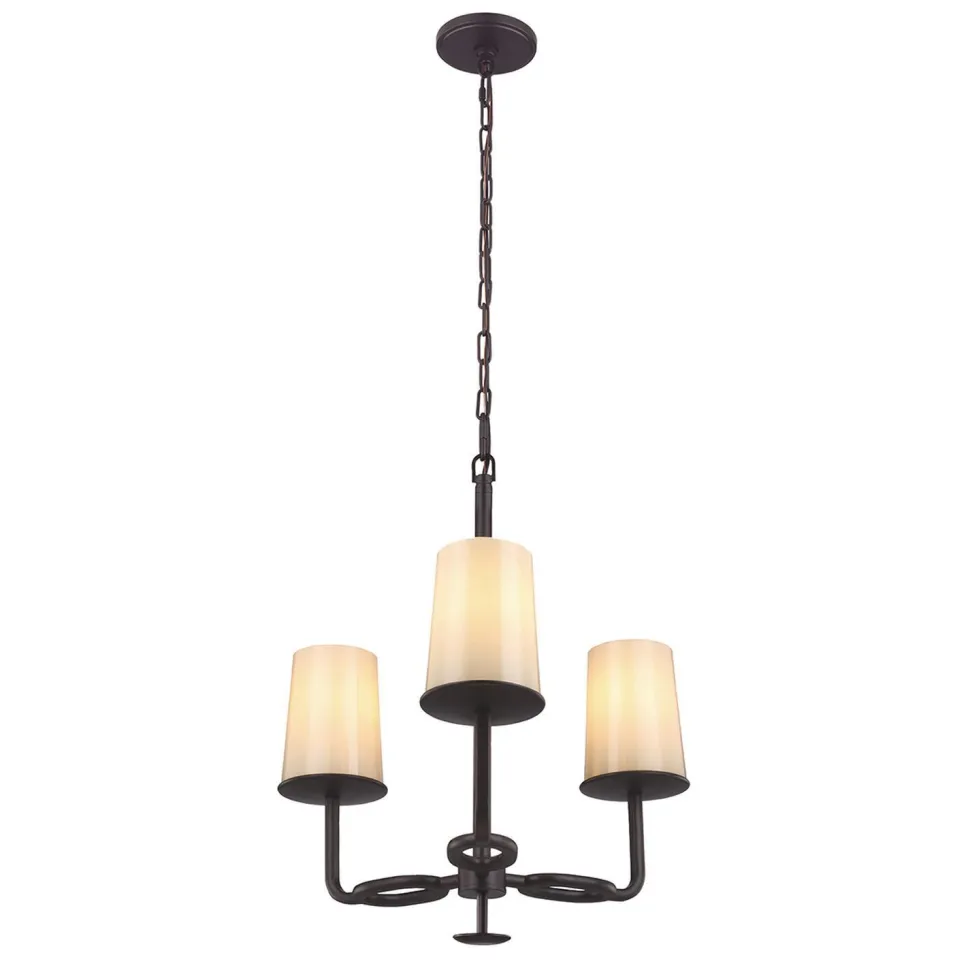 Kronleuchter mit Schirm in Creme Bronze Glas Metall