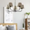 Kronleuchter Modern Metall Stoff Schirm 5-flammig E27