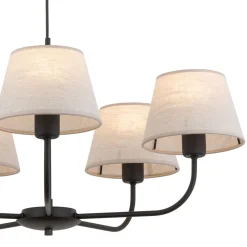 Kronleuchter Modern Metall Stoff Schirm 5-flammig E27