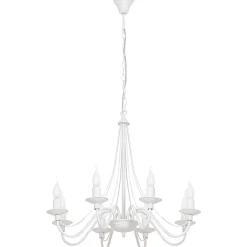 Kronleuchter ROSABELLA Weiß 8-flammig E14 Rustikal