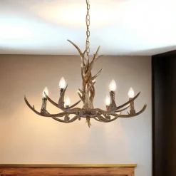 Kronleuchter Rustikal aus Resin künstliches Geweih Ø 80 cm