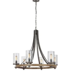 Kronleuchter Rustikal Glas Metall E27 D: 77,2 cm rund