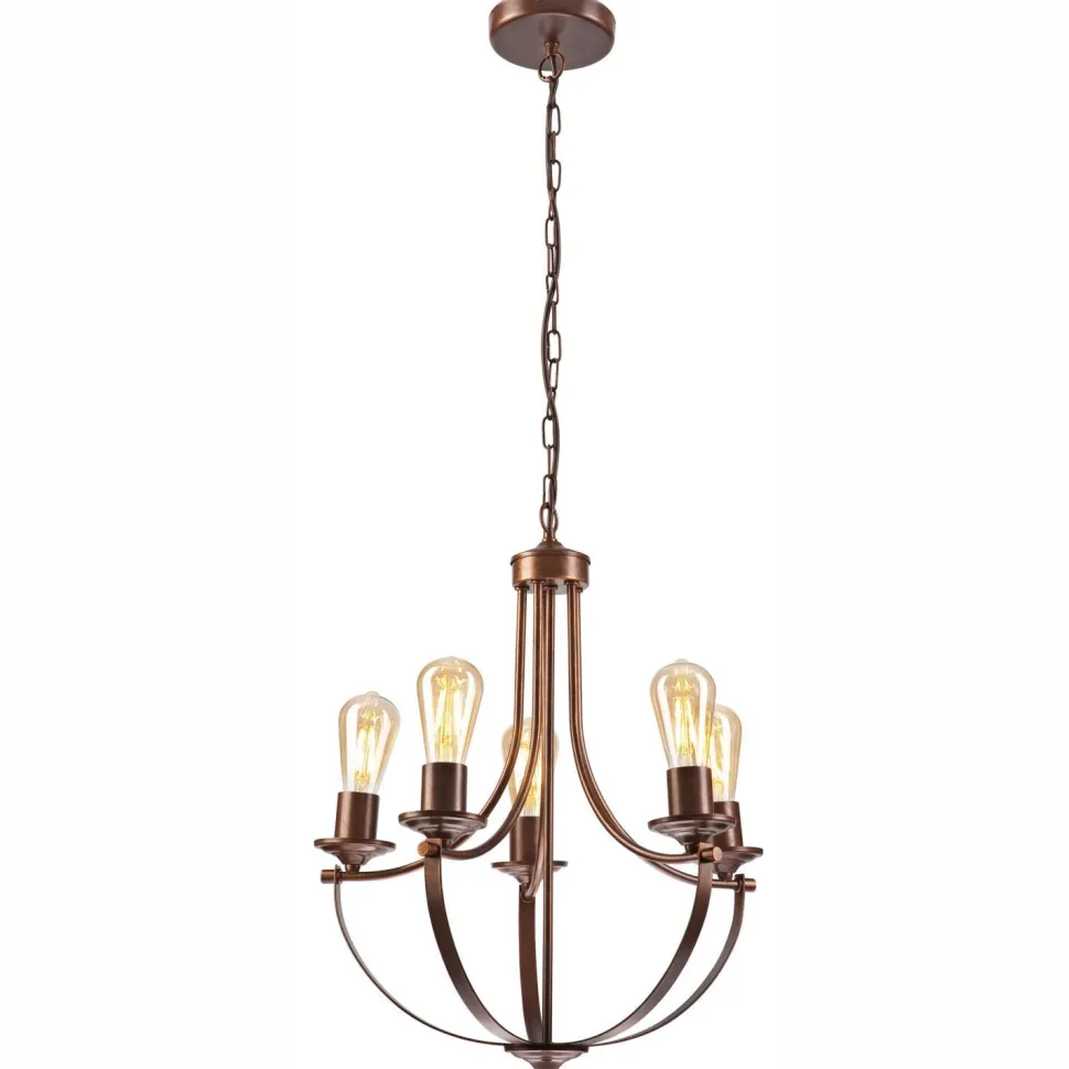 Kronleuchter Rustikal Metall Ø 45 cm 5-flammig E27 Braun