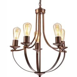Kronleuchter Rustikal Metall Ø 45 cm 5-flammig E27 Braun
