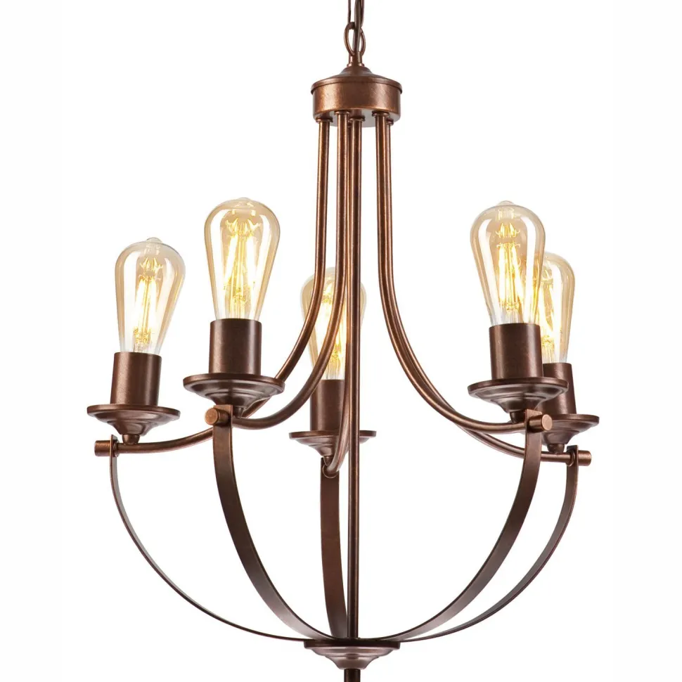 Kronleuchter Rustikal Metall Ø 45 cm 5-flammig E27 Braun