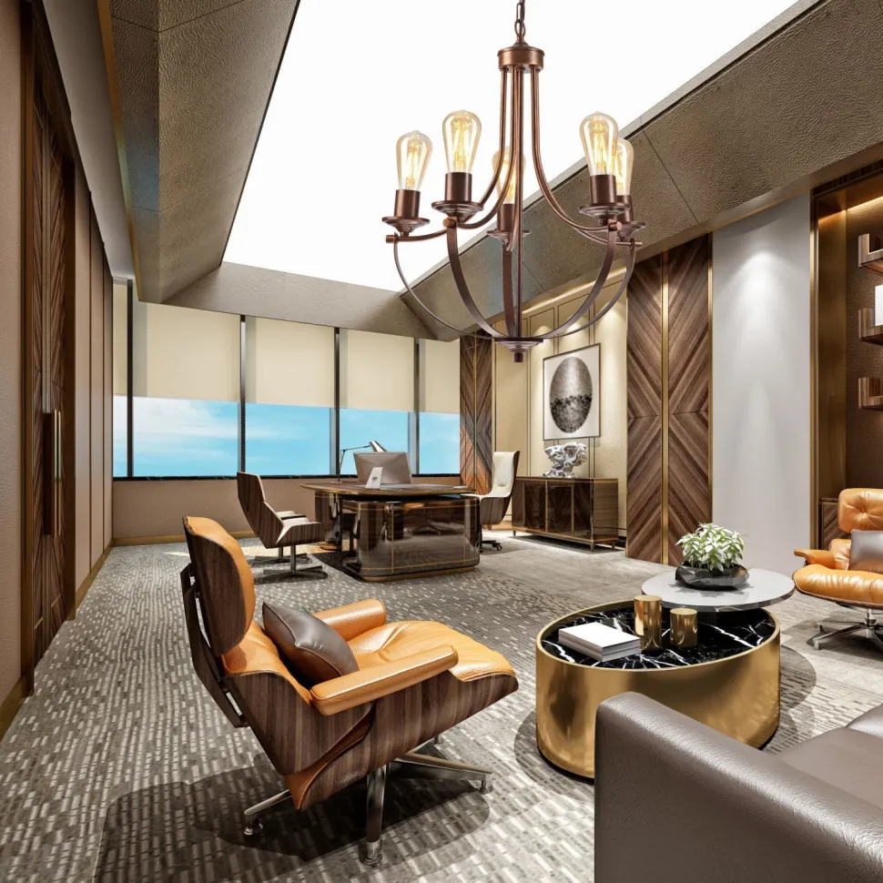 Kronleuchter Rustikal Metall Ø 45 cm 5-flammig E27 Braun