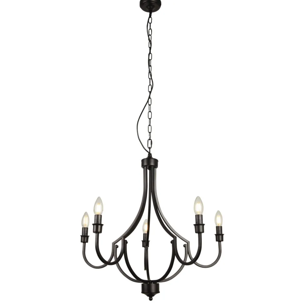 Kronleuchter Rustikal Schwarz Ø 65 cm Metall 5x E14