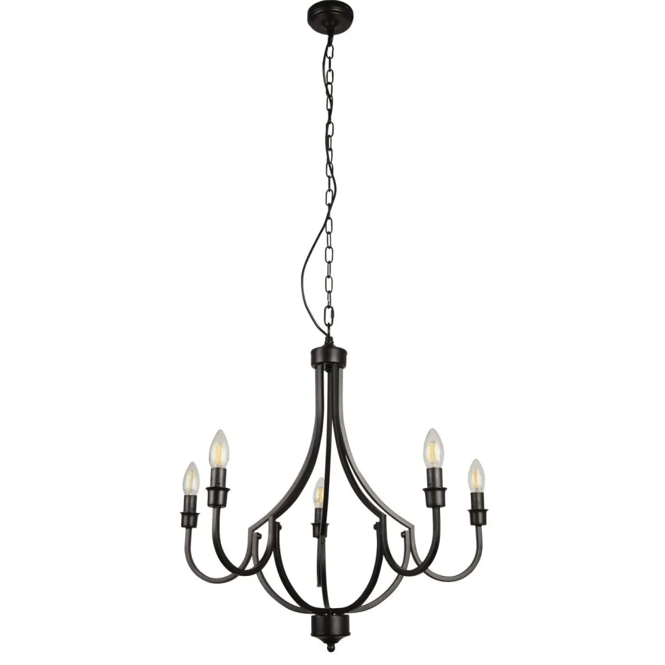 Kronleuchter Rustikal Schwarz Ø 65 cm Metall 5x E14