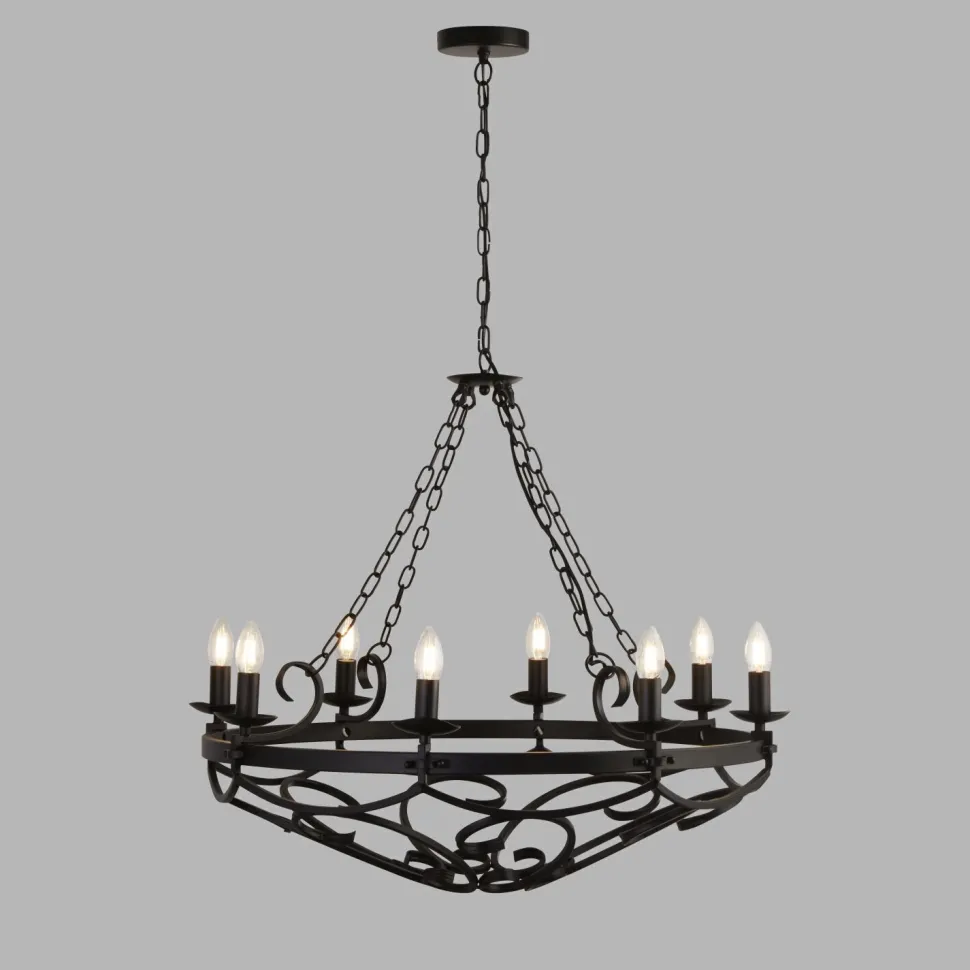Kronleuchter Rustikal Schmiedeeisen Ø 80 cm Schwarz 8x E14