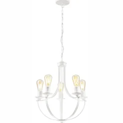 Kronleuchter Rustikal Weiß Metall Ø 45 cm 5-flammig E27