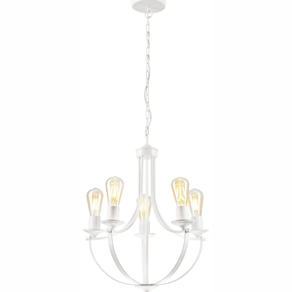 Kronleuchter Rustikal Weiß Metall Ø 45 cm 5-flammig E27