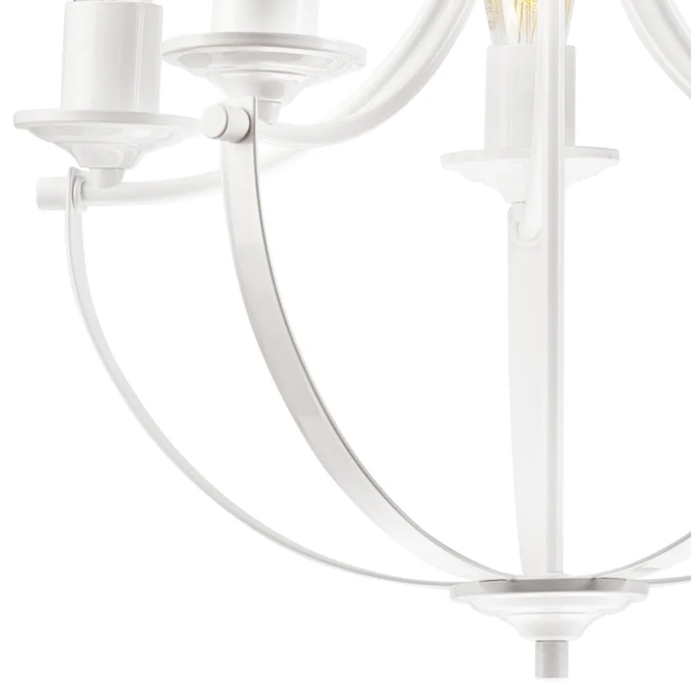 Kronleuchter Rustikal Weiß Metall Ø 45 cm 5-flammig E27