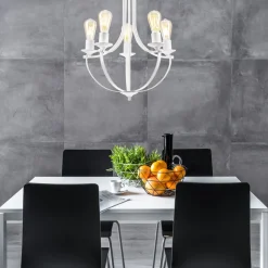 Kronleuchter Rustikal Weiß Metall Ø 45 cm 5-flammig E27