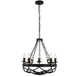 Kronleuchter Schwarz Rustikal Schmiedeeisen Ø 54 cm 5x E14