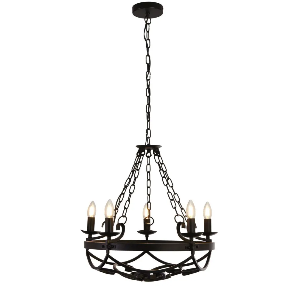 Kronleuchter Schwarz Rustikal Schmiedeeisen Ø 54 cm 5x E14