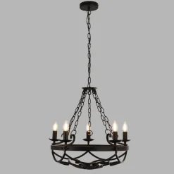 Kronleuchter Schwarz Rustikal Schmiedeeisen Ø 54 cm 5x E14