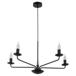 Kronleuchter Schwarz Rustikal 5-flammig E27 Metall