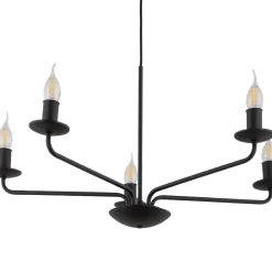 Kronleuchter Schwarz Rustikal 5-flammig E27 Metall
