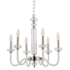 Kronleuchter verstellbar bis 1,59 m 6-flammig E14 Chrom