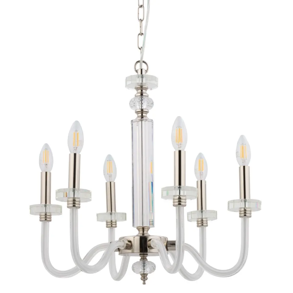 Kronleuchter verstellbar bis 1,59 m 6-flammig E14 Chrom