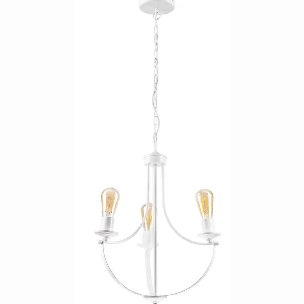 Kronleuchter Weiß 3-flammig E27 Ø 42 cm Metall Rustikal