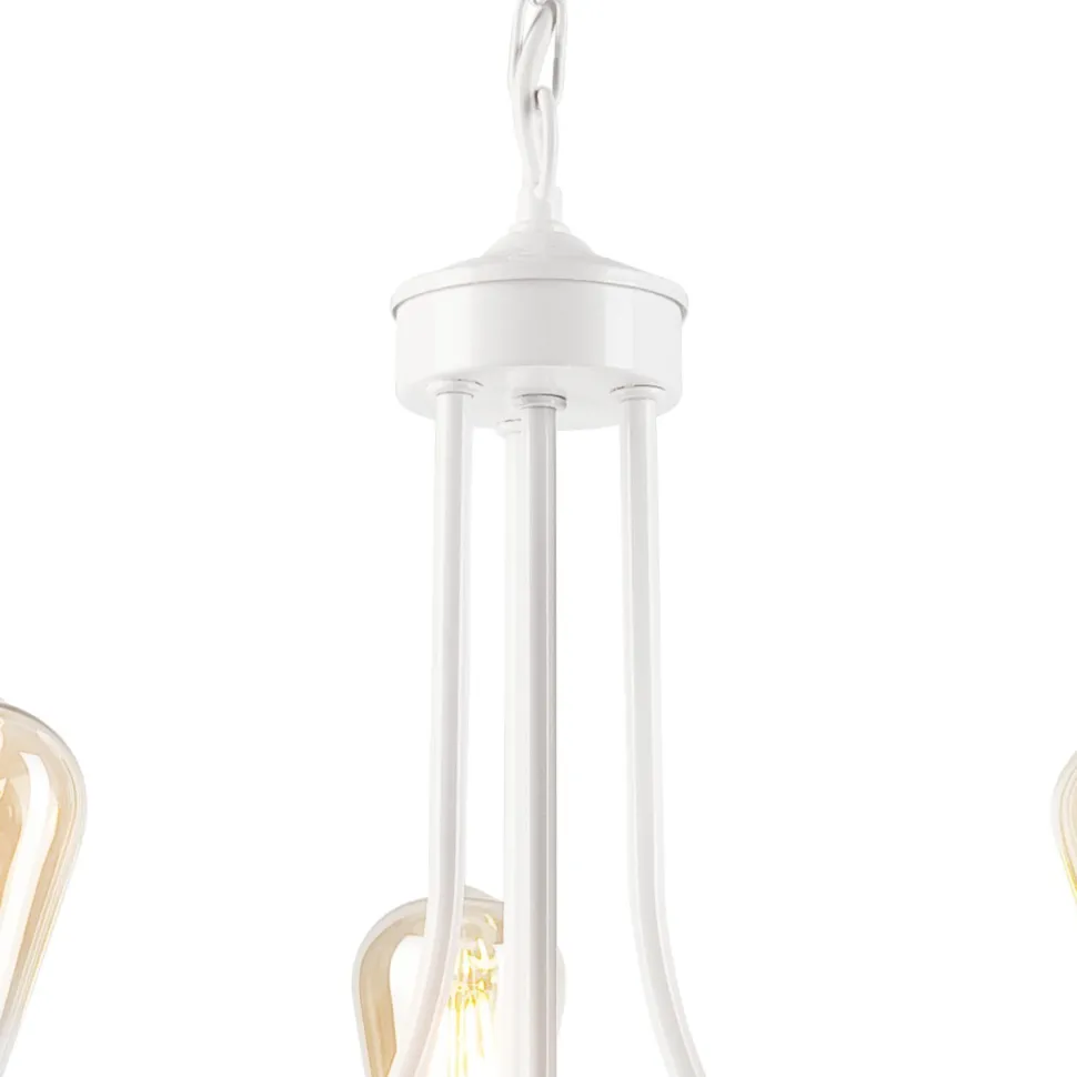 Kronleuchter Weiß 3-flammig E27 Ø 42 cm Metall Rustikal