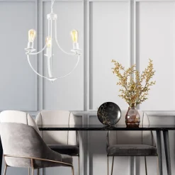 Kronleuchter Weiß 3-flammig E27 Ø 42 cm Metall Rustikal