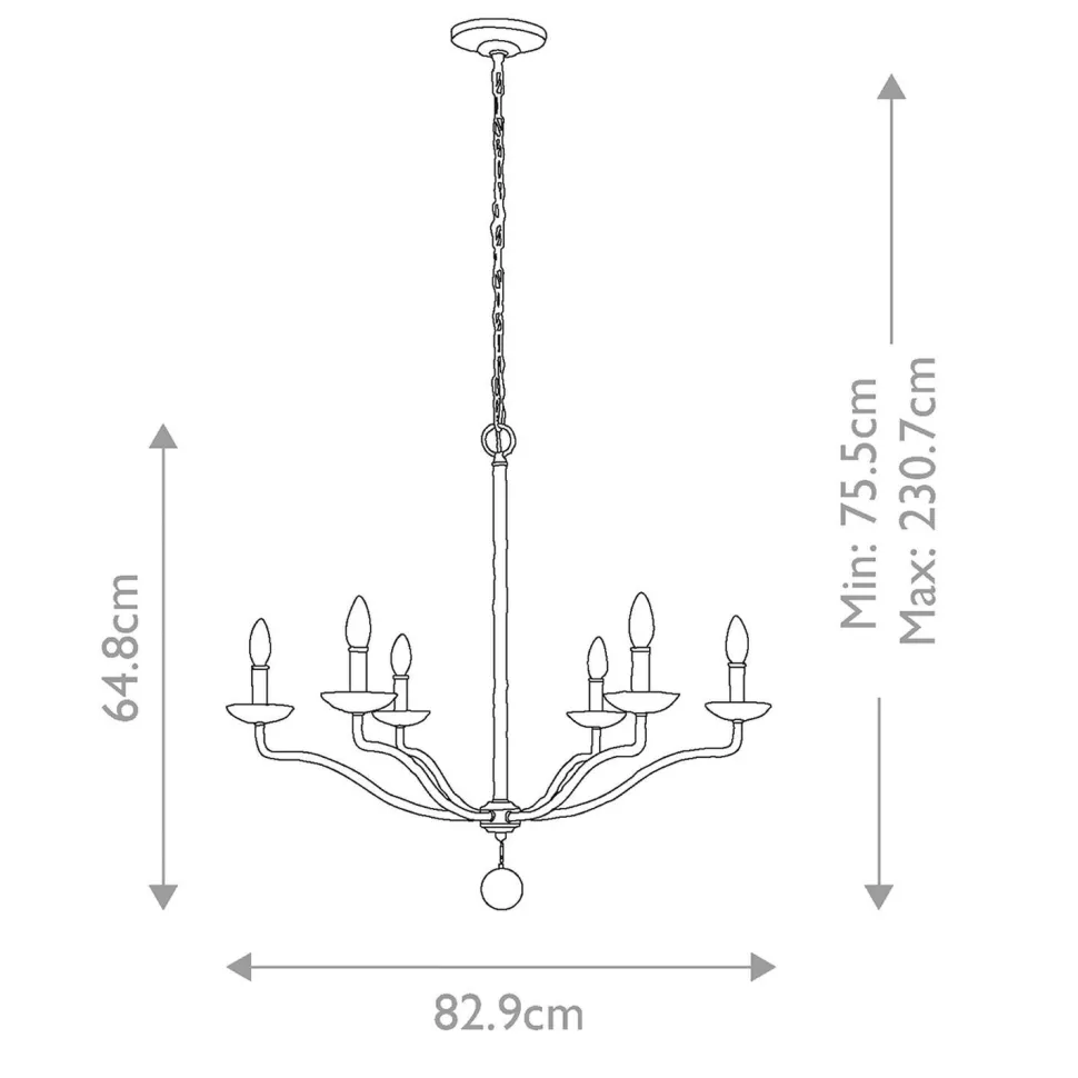 Kronleuchter Weiß Metall E14 B: 82,9 cm groß Landhausstil