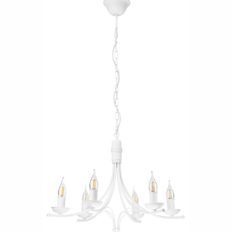 Kronleuchter Weiß Rustikal Metall Ø58cm 6-armig E14