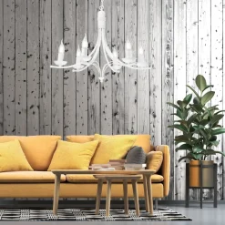 Kronleuchter Weiß Rustikal Metall Ø58cm 6-armig E14