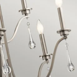 Kronleuchter Wohnzimmer B: 86,4 cm 9x E14 Kristall Metall