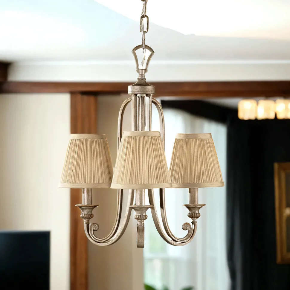 Kronleuchter Wohnzimmer Stoff Schirm Tiefe bis 2,2m