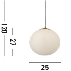 Kugel Hängelampe Glas Metall in Messing Ø24 cm blendarm