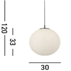 Kugel Pendelleuchte Glasschirm Metall B:30 cm blendarm