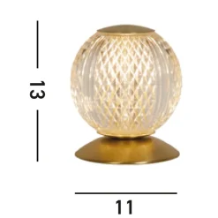 Kugel Tischleuchte Metall in Messing 13 cm G9 elegant