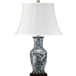 Kunstvolle Tischlampe ESTERA 75 cm Porzellan Blau Weiß