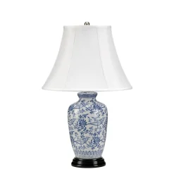 Kunstvolle Tischleuchte IOANA 57 cm Porzellan Stoff